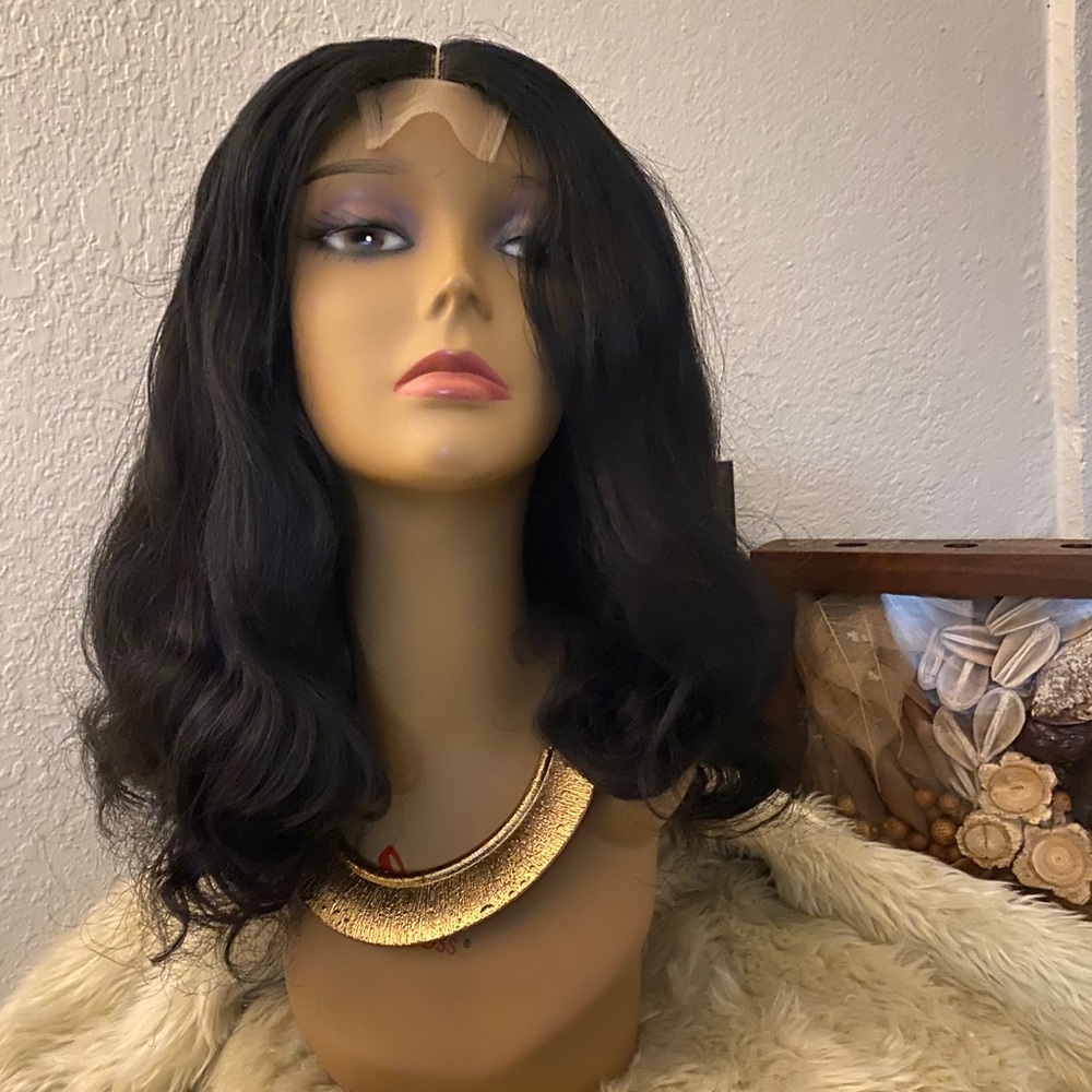 Human blend hair wig